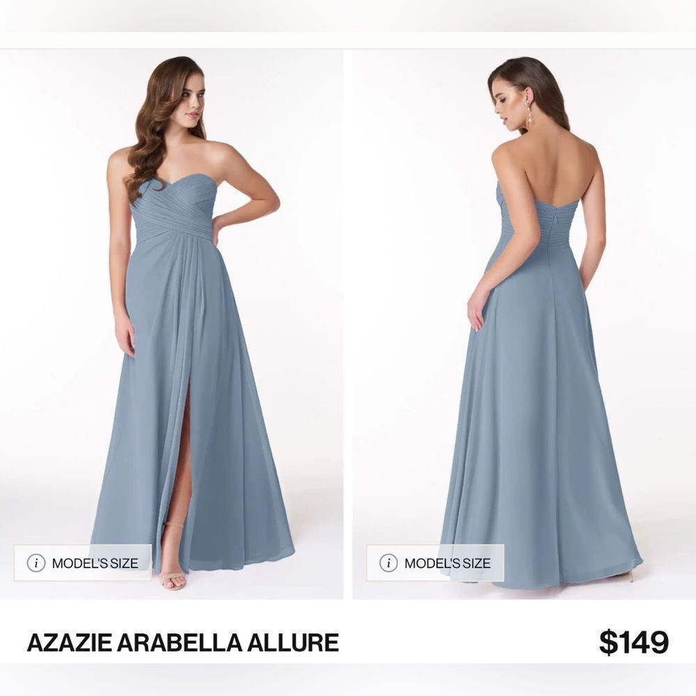 Azazie Strapless Arabella Allure Gown in Dusty Blue